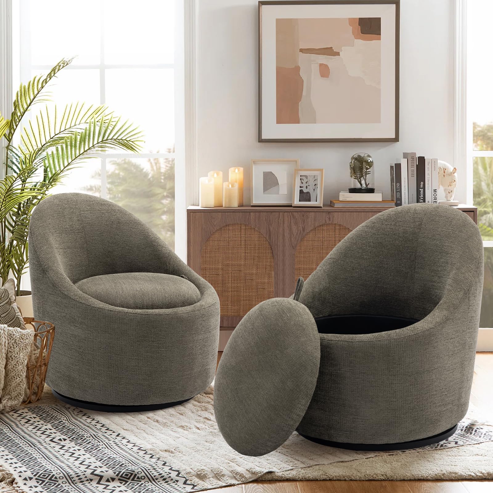 COLAMY Swivel Accent Chair Set of 2, 360° Swivel