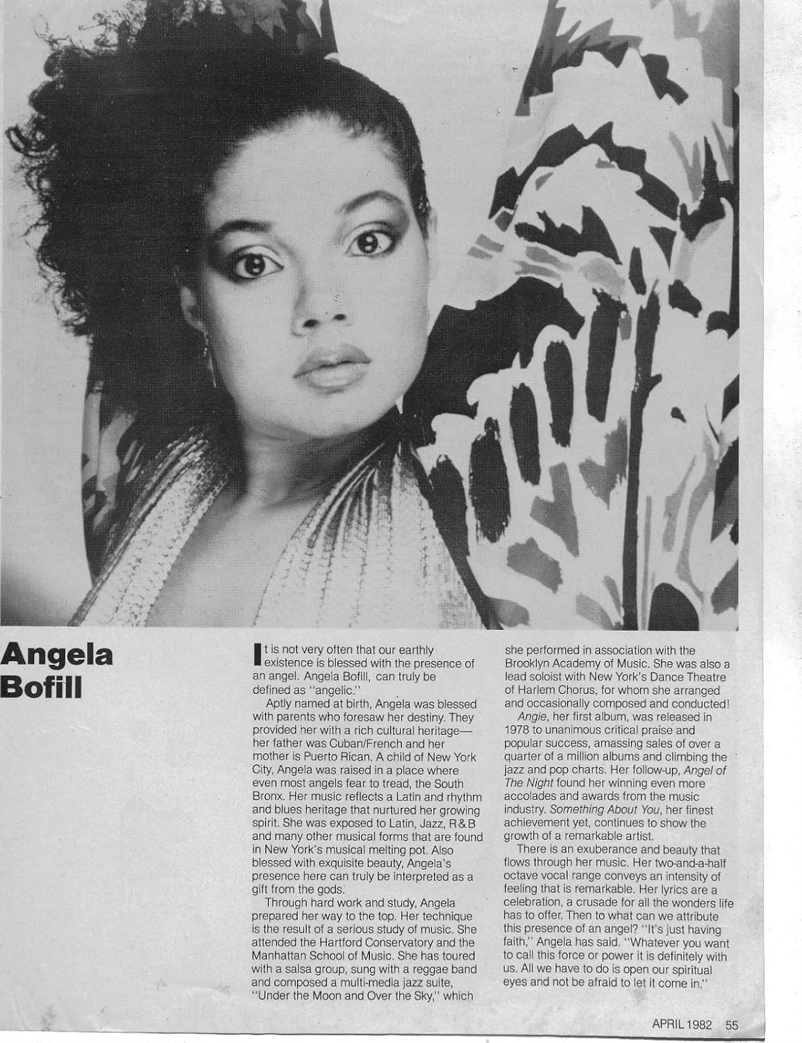 Angela Bofill 8x10 one page magazine photo clipping J7645