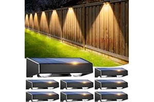 SOONANIER Solar Fence Lights 9-Color&11 Modes Solar Wall Lights Outdoor Waterproof RGB Solar Light Outdoor for Backyard,Step Railing,Pathway,Patio,Garden,Fence,Wall 8Pack