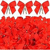 FOIMAS 72pcs Small Christmas Red Bows, 3 Inch Xmas Satin Ribbon Craft Twist Tie Bows for Christmas Tree Fireplace Decoration