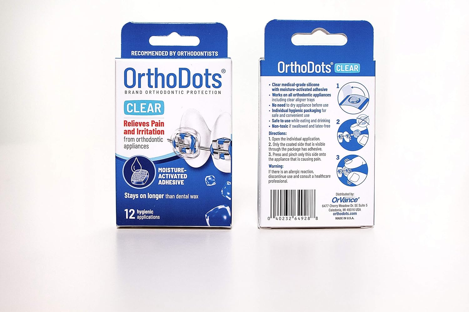 OrthoDots CLEAR (24 Count) - Moisture Activated, Silicone Dental Wax Alternative for Pain Caused by Braces. OrthoDots Stick Better & Stay on Longer than Orthodontic Wax (24 Count Clear) : Beauty