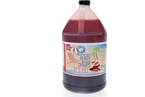 Hypothermias Red Hot Ready to Use Gallon (128 Fl. Oz) Hawaiian Snow Cone Flavors Syrup - Shaved Ice, 100% Pure Cane Sugar