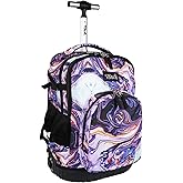Tilami Rolling Backpack, 18 inch Shoulder Drop, Concealed Pockets and Wheel Cover, Laptop Backpack for Boys and Girls, Painting Purple