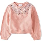 The Children's Place Girls Long Sleeve Crew Neck Pullover Sequin Sweater