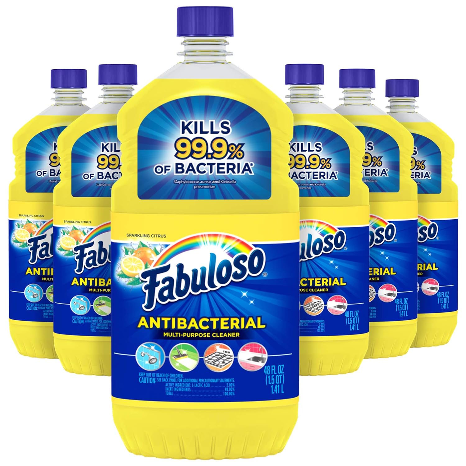 Fabuloso Antibacterial All Purpose Cleaner, Floor Cleaner, Kitchen Clean, Bathroom Cleaner, Sparkling Citrus - 288oz Total (48oz | Case of 6): Industrial & Scientific