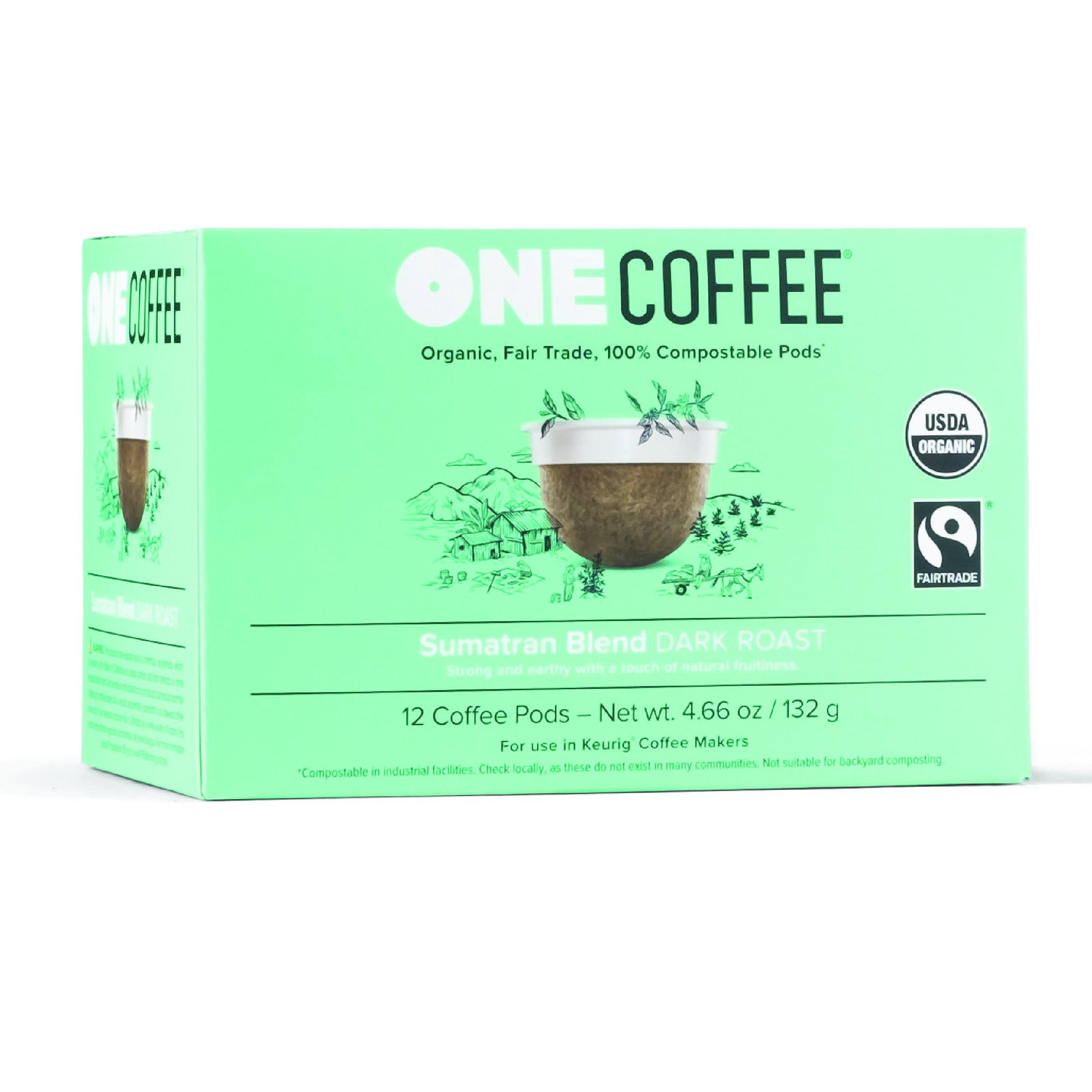 OneCoffee Organic Decaf Dark Roast 72 Count Single Serve Coffee Keurig