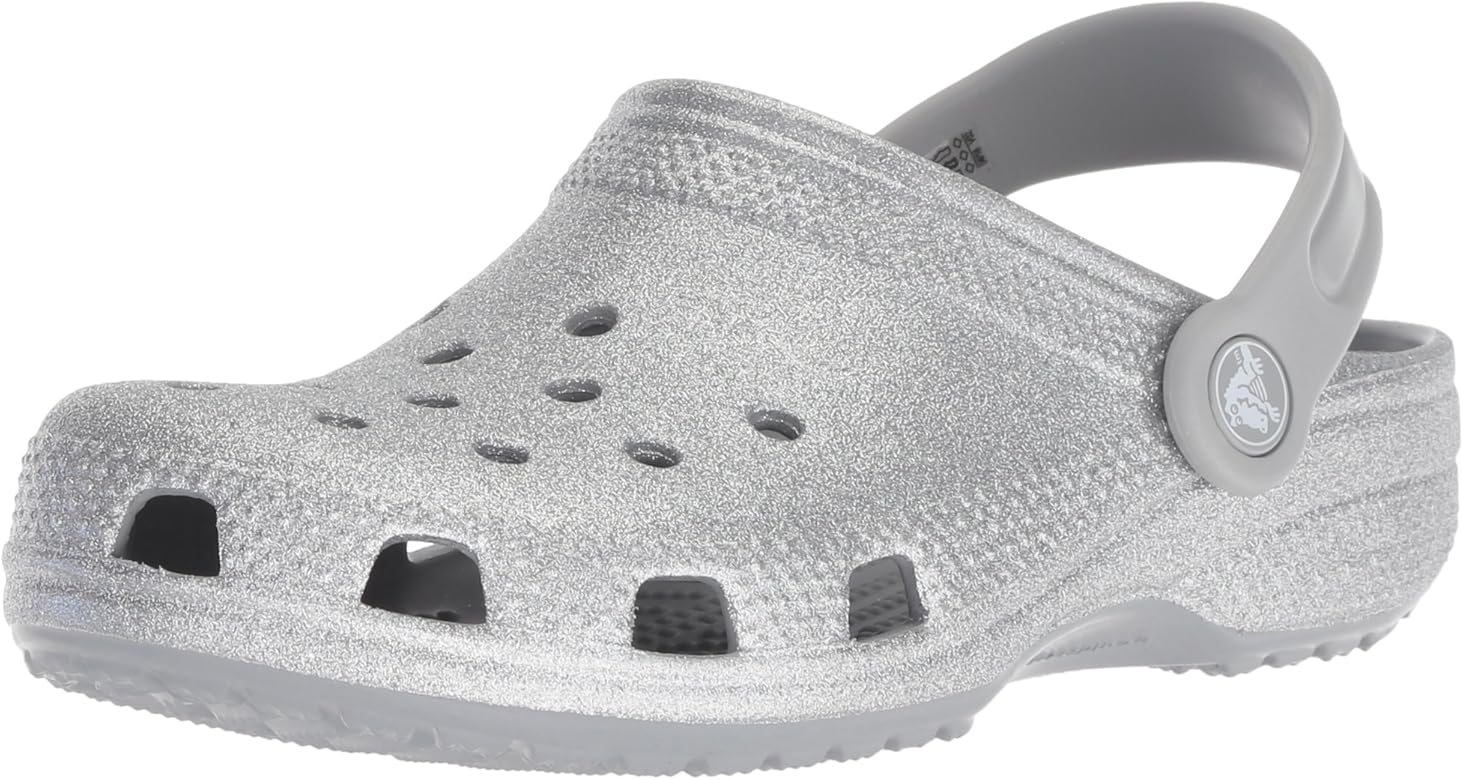 crocband glitter clog silver