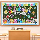Math Bulletin Board Set Solving Problem Classroom Decorations Mathematics Symbol Paper Cutouts Math Die-Cut Border for Teacher Back to School Chalkboard Wall Door Decor