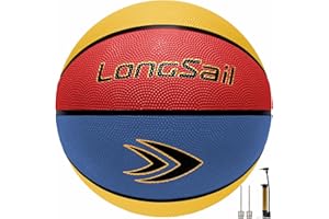 Longsail Full Size Basketball Rubber- Leather,Indoor-Outdoor-Pool,with Pump(Deflated)
