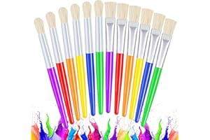 Joyooss Lot de 12 grands pinceaux ronds et plats pour enfants, faciles à nettoyer et à prendre en main, lavables, ne tombent 