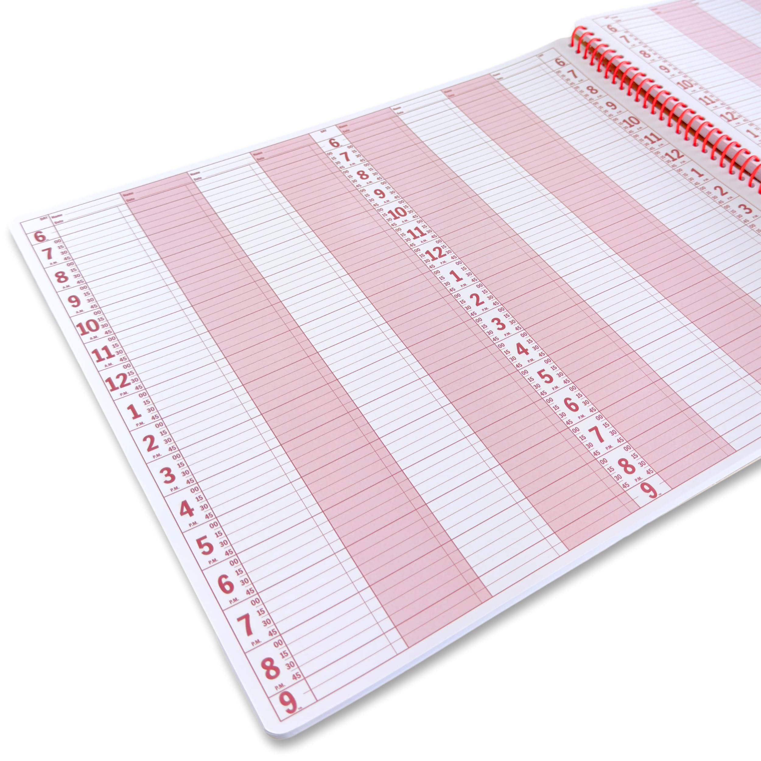 Portage 2023 Business Appointment Book and Daily Planner – Undated, Hourly, 8 Column, 200 Pages, 16.25" x 13.5" Tabloid, Red Plastic Cover, Spiral Bound