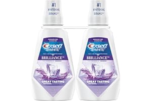 Crest Mouthwash/Mouth Rinse, 3D White Brilliance Whitening, Alcohol Free, Clean Mint, 2x1L (33.8 fl oz)