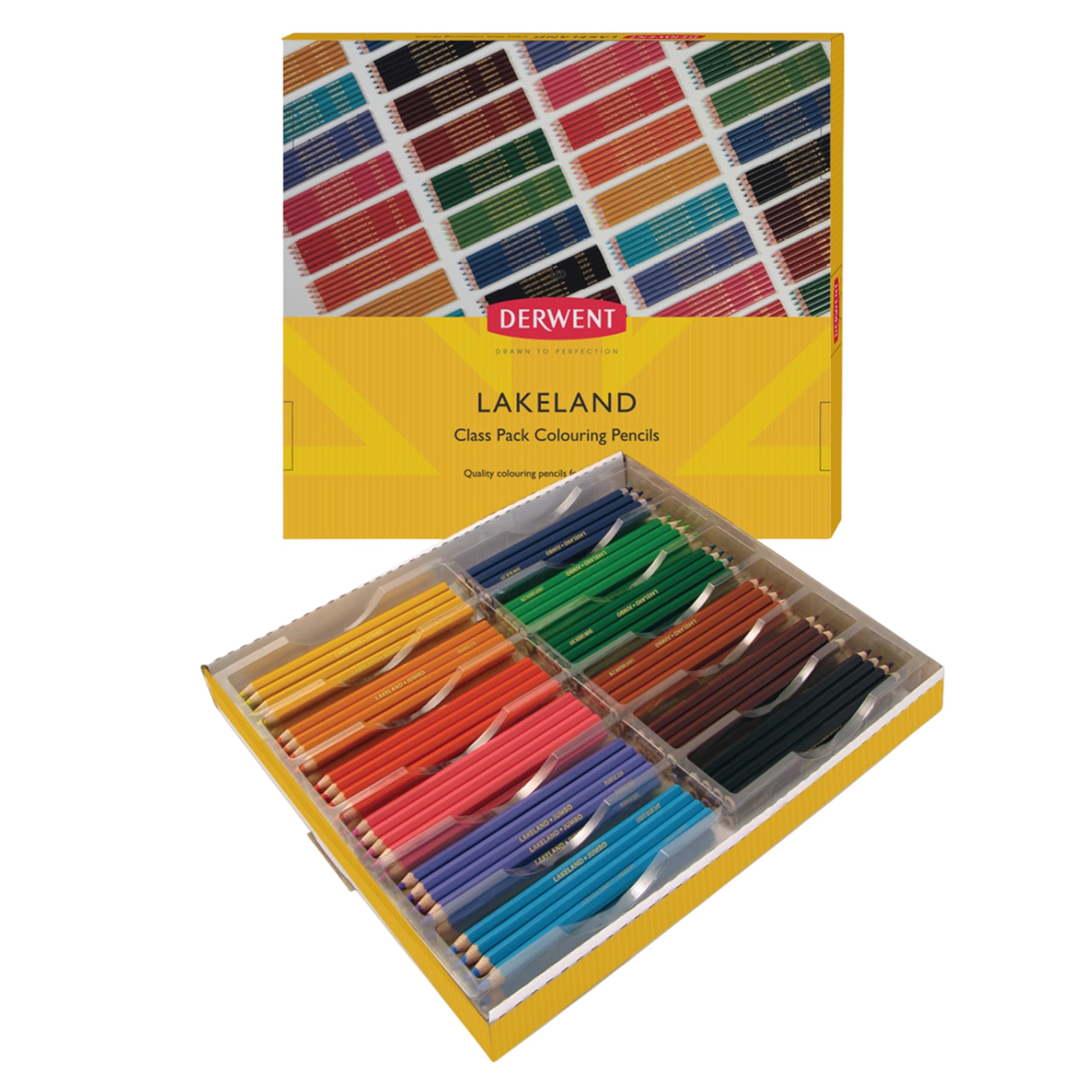 Derwent Lakeland Jumbo Colouring Pencils for Kids - School Pack of 144 Coloured Pencils, Kids Colouring Pencils for Arts and Crafts, Assorted Colours, Class Pack, School Supplies, Bulk Pencil Set