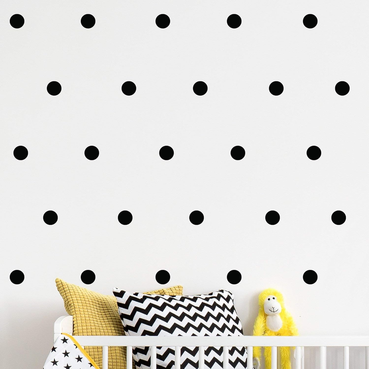 Black Wall Decal Dots (112 Decals) Easy to Peel Easy to Stick + Safe