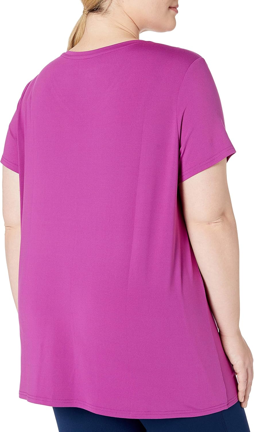  Essentials Women's Plus Size Tech Stretch Short Sleeve V-Neck T-Shirt: Clothing