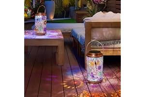 Go2garden 2Pack Solar Outdoor Lanterns Waterproof Dragonfly Garden Gifts for Women Patio Decor Lights Metal Lantern for Yard, Tabletop, Porch, Outside,Mothers Day Gifts for Mom Women