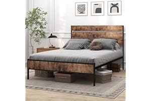Full Size Bed Frame with Headboard, Metal Platform Bed with 14'' Under Bed Storage, All-Metal Support System, Noise Free, No 