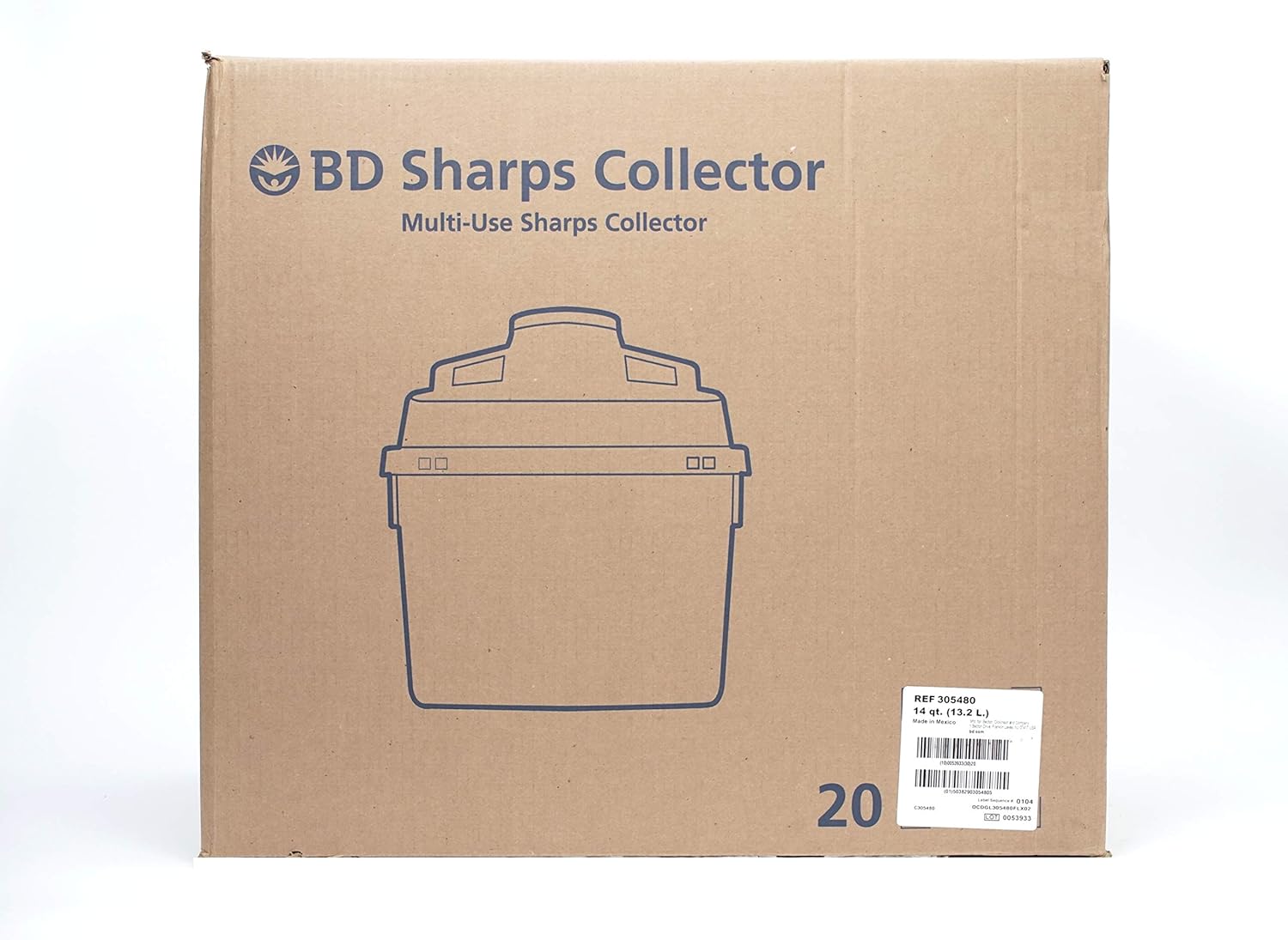 Becton Dickinson Sharps Collectors, Multi-Use, 14QTS 13.2L, 305480 (Case of 20), red: Industrial & Scientific