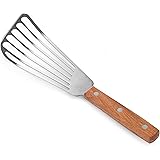 New Star Foodservice 43068 Wood Handle Fish Spatula, 6.5" Blade, Silver