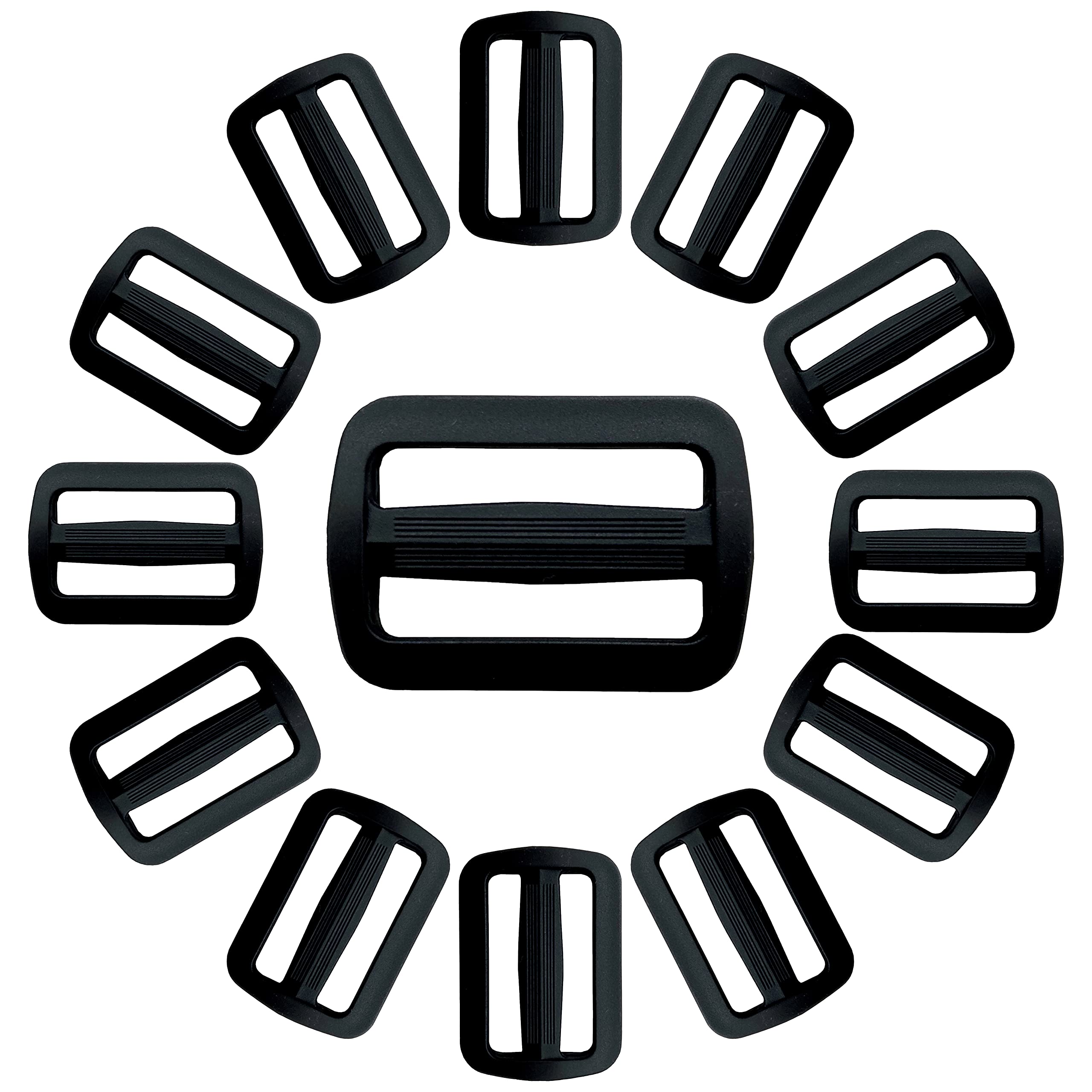 IPEA Plastic Double Entry Loop Buckles for Backpacks and Bags – 20 Pieces – Black Adjuster Strap for Belts, Duffels, Helmets, Accessories – Size 25 mm