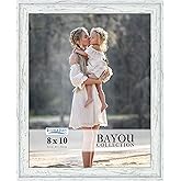 Icona Bay 8x10 Cloudy White Picture Frame - Cape Cod Style 8 x 10 Photo Frame - Table Top or Wall Mount - Bayou Collection