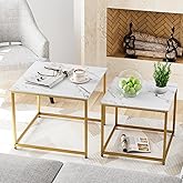 Garden 4 you Coffee Table Set of 2, Modern Engineered Wood Nesting Table, Metal Frame Square Center Table Set, Side Tables, N