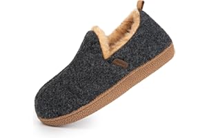 LongBay Women's Felt Bootie Slippers Warm Cozy Memory Foam Slipper Boots with Polar Fleece Lining Non Slip House Shoes Indoor Outdoor