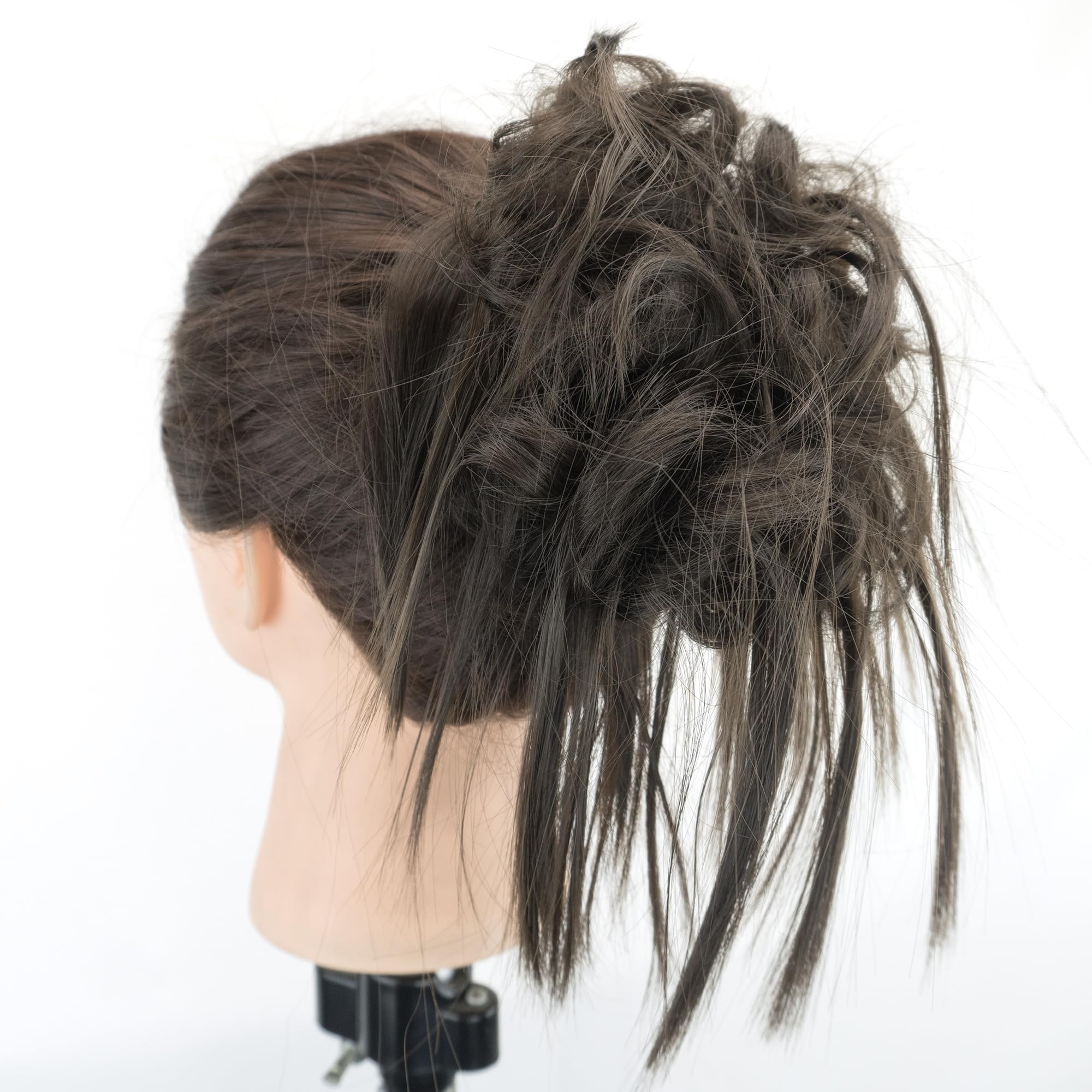 IMISSU 2PCS Messy Hair Bun Piece Updo Fake Scrunchies Extension Wavy Curly Hairpieces Ponytail Chignon Headband for Women Girls (2PCS Black)