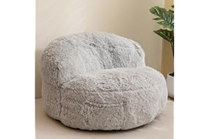 BYBYME Giant Bean Bag Chair, Faux Fur Bean Bag Couch with Filler Large Living Room Bean Bag Chairs for Adults, Big Lazy Sofa Accent Chair with Pocket Floor Chair