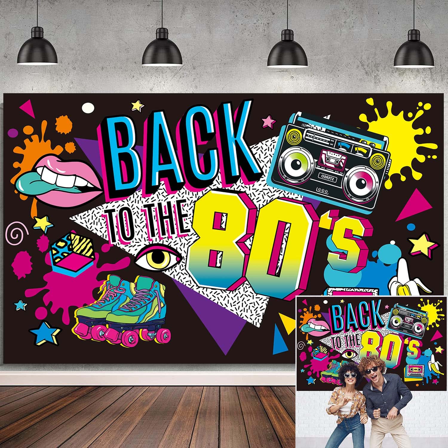 80's Theme Party Decorations Back to The 80's Backdrop Retro Hip Hop Graffiti Photoshoot Banner 80's Themed Party Supplies Photography Props (8X6FT)