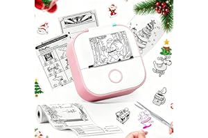 Memoqueen T02 Mini Sticker Printer, Print Pods Mini Printer Portable Thermal Photo Printer,Fun Gifts for Christmas, Holiday, DIY Journal, Study Notes, Memos, Photo, Compatible with iOS & Android, Pink