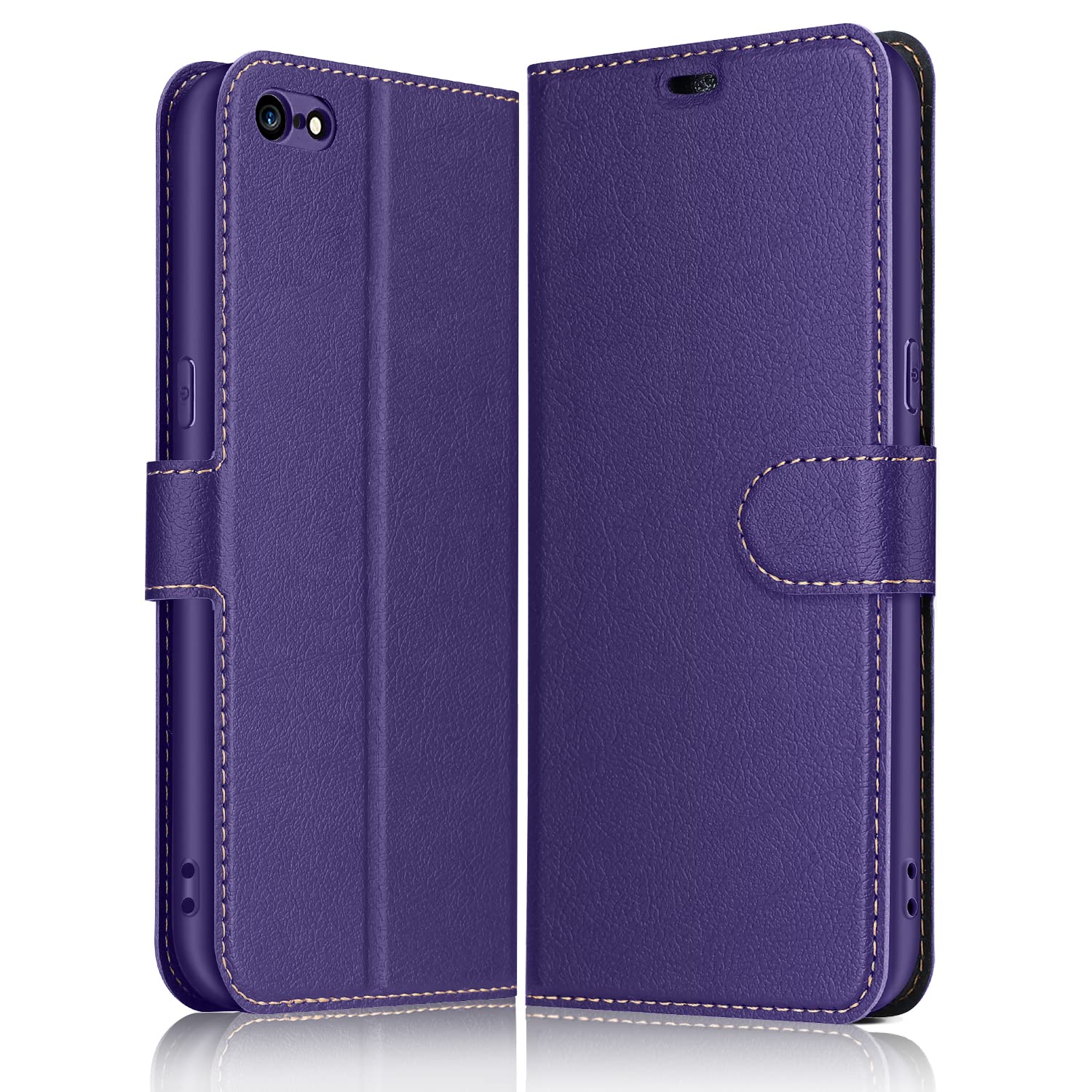 ELESNOW Phone Case for iPhone 6 / 6S, Flip Wallet PU Leather Card Holder with RFID Blocking Magnetic Closure Stand Cover for Apple iPhone 6 / 6S (Purple)