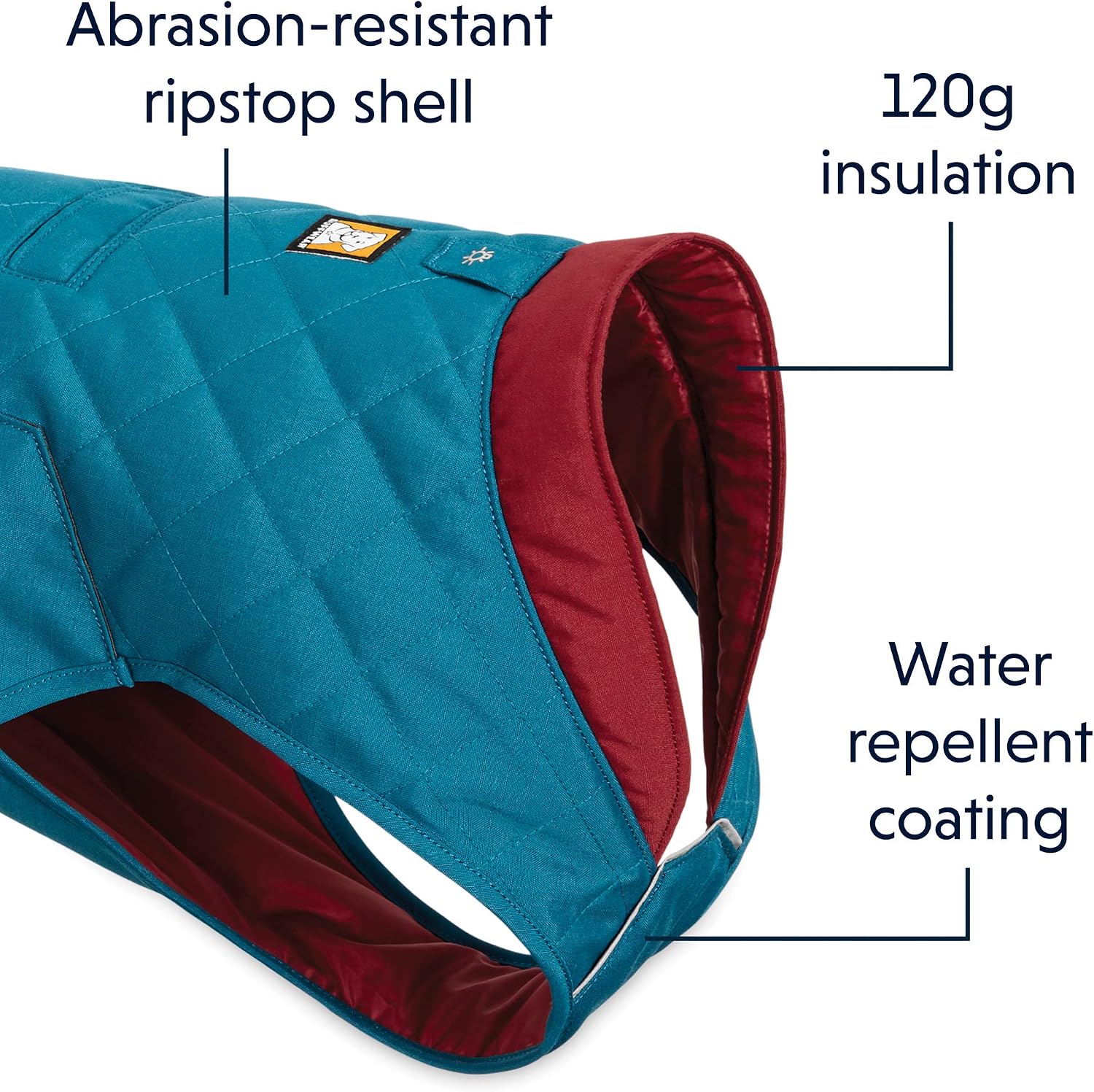 RUFFWEAR Stumptown Jacket, Overcoat for Dogs Warm and Abrasion-resistant for Clear Cold Days Metolius Blue, X-Small - Image 4