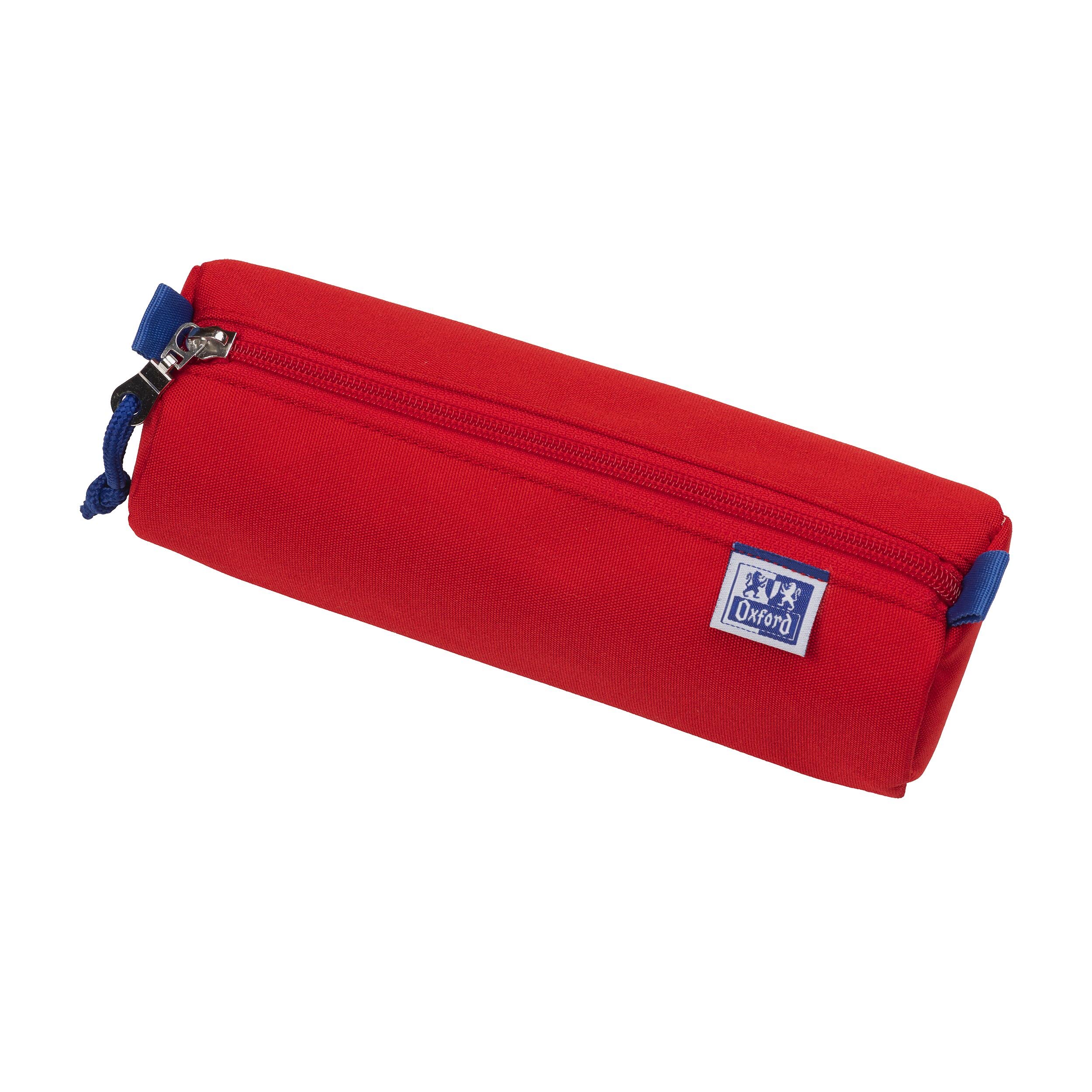 Oxford Pencil Case for Girls and Boys, Diameter 7 cm, Round, Large, Durable, Red — image 1