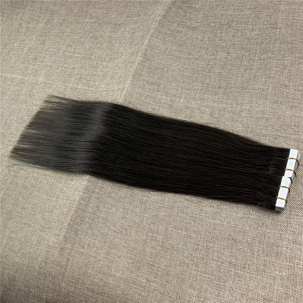 Komorebi #1B Natural Black-16Inch Tape in Human Hair Extensions 20pcs 30g Straight Human Hair Seamless Skin Weft Extensions 100% Human Hair