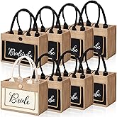 Buryeah 8 Pack Bride Tote Bag Bride Tribe Wedding Gift Bridal Burlap Bag with Handles Bridal Jute Tote Reusable for Newlywed