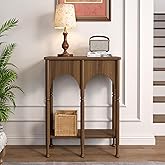 Topbele Console Table with Storage Shelf, 28" Retro 2-Tier Entryway Table, Wooden Sofa Table with Roman-Style Legs for Living