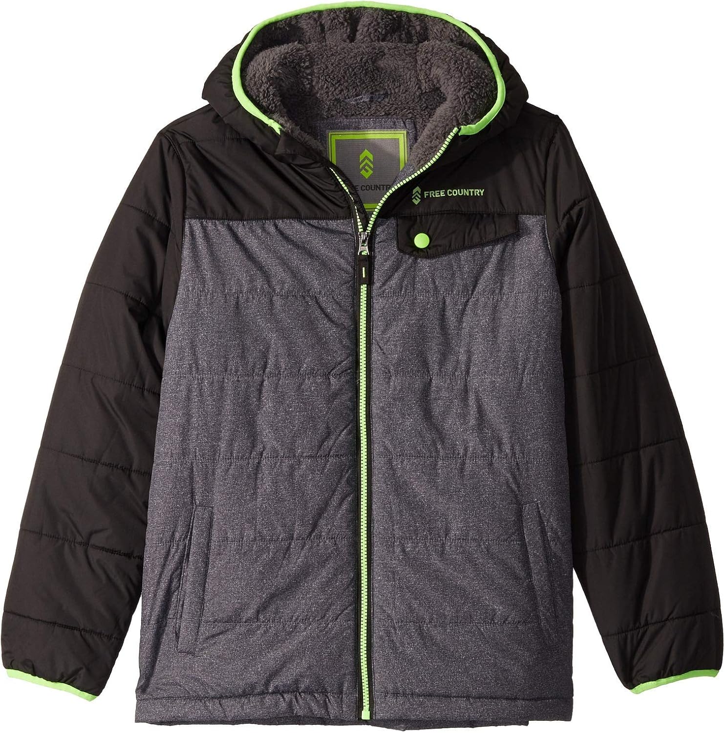 Amazon.com: Free Country Boy's Puffer Jacket with Sherpa Lining (Big Kids) Black LG (14-16 Big 
