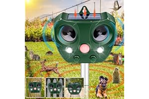 HIANIFRI Solar Animal Repeller Ultrasonic Outdoor,Solar Animal Repeller with Motion Sensor and Flashing Lights,Outdoor Cat Repellent Outdoor to Keep Cats Away,Ultrasonic Solar Animal Repeller for Yard