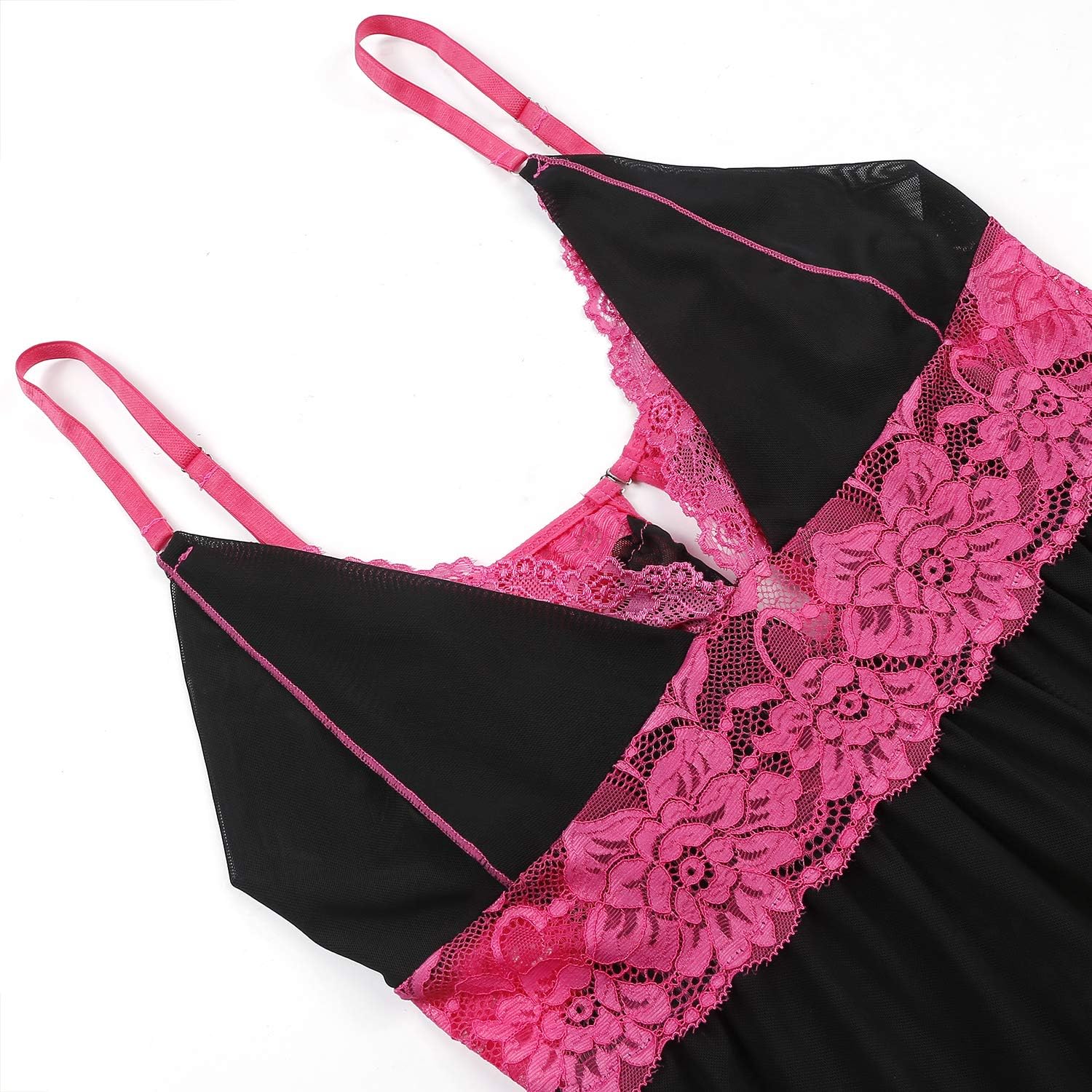 Donnalla Women's Sexy Plus Size Lingerie - Split Cup Lace Babydoll Sleepwear Chemise Set 2XL, 3XL, 4XL at  Women’s Clothing store