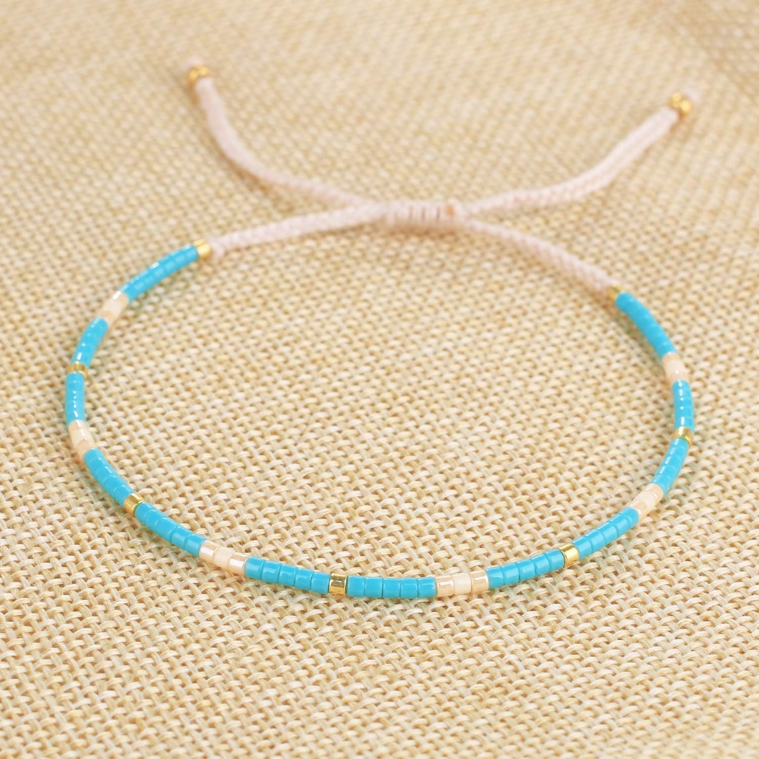 KELITCH Boho-color Crystal Shell Beaded Friendship Bracelets Handmade Strand Bracelet Bangles Jewelry For Women (Blue Gold) - Image 4