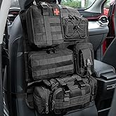 Tactical Car Seat Back Organizer with 5 Detachable Molle Pouch-1 Medical Kit & 4 Admin Pouch, Tactical Vehicle Panel for Truc