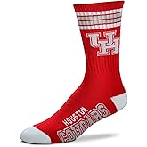 For Bare Feet NCAA Houston Cougars 4 Stripe Deuce Crew Sock Team Color YOUTH
