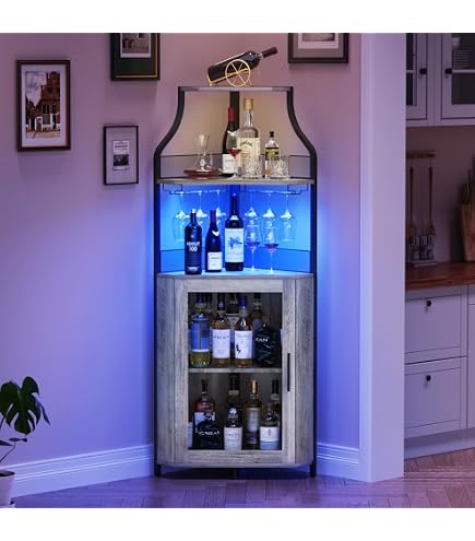 Home Buffet Cabinet With Outlets YITAHOME 53" Wine Bar Cabinet With LED ...
