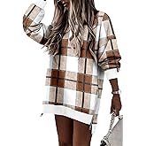 CHICZONE Crew Neck Oversized Sweatshirt Zipper Slit Long Sleeve Pullover for Women 2025 Trendy Fall Clothes