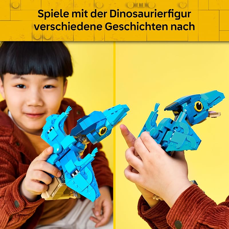 Jurassic World Baby-Dinosaurier: Pteranodon - Bauspielzeug - bewegliches Flugreptil und EIN Tintenfisch - Zimmerdeko mit niedlichen Tieren für Kinder ab 7 Jahren - 77977 — Foto 4 von 8