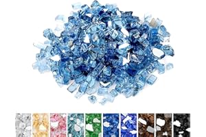 Mr. Fireglass 1/2 inch Reflective Fire Glass for Fireplace Fire Pit and Landscaping 10 lb High Luster Pacific Blue
