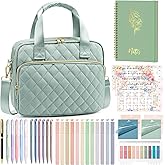 Bible Cover Case for Women, Large Bible Bag Bible Study Supplies Accessories Journaling Kit with Highlighters Tabs, Quilted Book Carrying Cases with Shoulder Strap, Valentines Christian Gift for Women