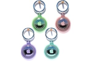 CCIGEDY 4 Pack Airtag Holder, Apple Air Tag Waterproof Case with Keychain, Holder for Apple Airtag GPS Tracker,Shockproof & Dustproof Airtag Holders for Pet Tracking, Bags, Kids, Keys, Luggage（4 Colors）