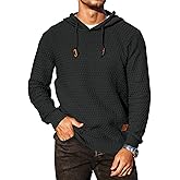 KAVIANA Men's Hooded Sweatshirt Hoodie Solid Knitted Pullover Long Sleeve Casual Sweater